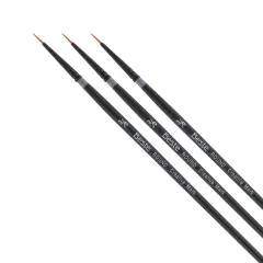 Creative Mark Beste Golden Taklon Round #3x0 Pack of 3 Artist Brushes, Professional Watercolor Brushes, For Acrylic Painting, Short Handle, Sharp Edges, Hand-Tied & Shaped