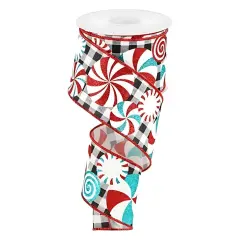 2.5" Peppermint Gingham Royal Ribbon: Black/White (10 Yards)