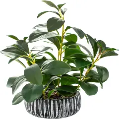 Artificial Plants Decor Greenery Fake Succulents Indoor Potted Fake Plant with Rustic Black Clay Planter for Farmhouse Room Bathroom Bedroom Kitchen Office Table Desk Decor