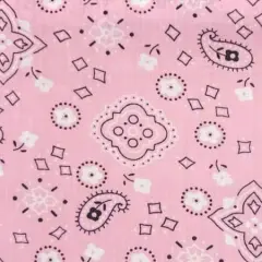 1 Yard DIY Bandana Print Fabric Soft Cotton Poly, Continuous Yardage, Machine Washable 58/59 Inches Wide Light Pink