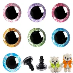 52pcs 35mm 3D Glitter Plastic Safety Eyes for Amigurumi with Washers (7 Colors)