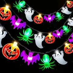 Pumpkin Ghost Bat Spider String Lights Battery