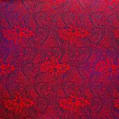 1 Yard Polynesia Tattoo Gardenia Traditional Taitensis Foil Fabric Shiny Polyester 60 Inches Wide