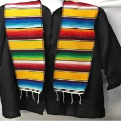 1 Yard Multicolor Mexican Serape Graduation Stole Sash Woven Handmade Fabric with Fringe 5 Inch Width Yellow