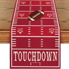 Red Touch Down American Football Court Table Runner,13x72 Inch