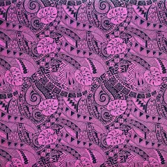 1 Yard Traditional Polynesian Tapa Monstera Leaves Design Soft Polyester Fabric 45 Inch Pink/Black