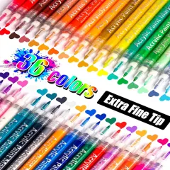 36 Color Premium Acrylic Paint Marker Pens for Rocks, Canvas, Wood - Fine Tip Craft Supplies for Painting