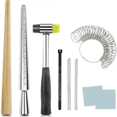 Ring Sizer Mandrel Ring Making Tool Ring Shaper Tool Fix Bent Rings Metal Size Measuring Repair Kit with Jewelry Mallet