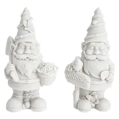 2 Pack Paint Your Own Garden Gnome Figurines - Ceramics to Paint for Adults - Blank Paintable Statues, Ready-to-Paint DIY Art & Craft Supplies White