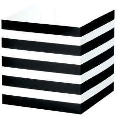 Pack/6: Black & White Stripes Square Party Favor Box - 3-3/4 x 3-3/4 x 3-3/4"