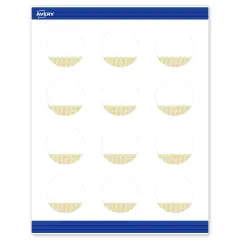 Avery Printable Round Business Cards with Sure Feed Technology, Pre-Printed Gold Lace Trim Pattern, Matte White, 2" Diameter, Laser & Inkjet Compatible, 120 Total