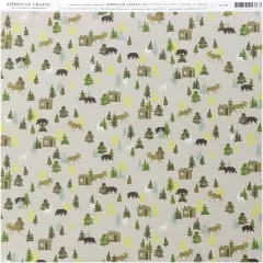 American Crafts Animal Single-Sided Cardstock 12"X12"-Woodland Scene