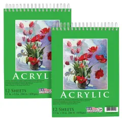 11x14" Premium Heavy-Weight Acrylic Painting Paper Pad, 246lb (400gsm), 2 Pack, 12 Sheets, Spiral Bound, for Acrylic Paint