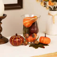 Northlight Fall Harvest Artificial Pumpkin, Gourd, Acorn and Leaf Decoration Set - 11-Piece Orange