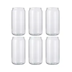 Craft Express 6 Pack 13oz Frosted Glass Cans with Bamboo Lids & Straws &ndash; Sublimation-Ready