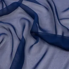 1 Yard Estate Blue Silk Chiffon Premium Solid Lightweight 44 Inch Width