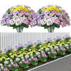 12 Bundles Artificial Pansy Flowers Indoor Outdoor Decor Mixed Color Silk Flowers for Window Box Porch Home Garden Wedding Farmhouse Decor