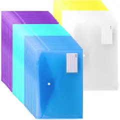 50 PCS Plastic Envelopes with Snap Closure