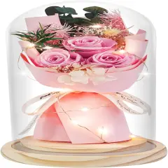 Preserved Rose Bouquet in Glass Dome