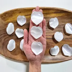 Mini Selenite Heart Stone Polished Smooth From Morocco