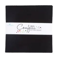 Confetti Cotton 10" Square Pack (Layer Cake / 10" Stacker) in Pitch Black byfor Riley Blake (10-120-PITCHBLACK-42)