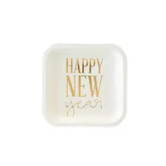Elegant Black & White Happy New Year's Eve Plates &ndash; 8-Count, 7