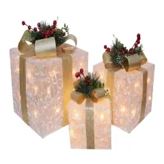 Christmas Pre-Lit White Glitter Giftbox