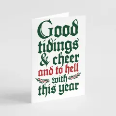 Funny Holiday Greeting Cards Boxed Set &ndash; 24 Modern Christmas Notecards Featuring "Good Tidings & Cheer" Design, Quirky and Festive Bulk Pack with Envelopes