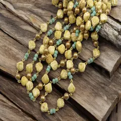 Alabaster Travertine Sea Shell Beaded Chain - Sold by the foot