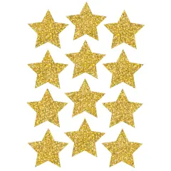 Die-Cut Magnets, 3" Gold Sparkle Stars, Pack of 12