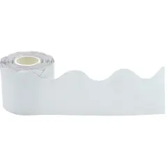 White Scalloped Rolled Border Trim, 50 Feet