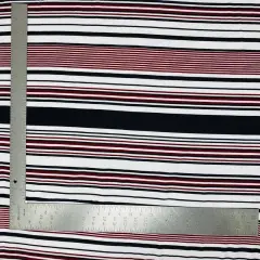 1 Yard Liverpool Knit Horizontal Multicolor Stripe Fabric for Apparel and Crafts &ndash; 58&ndash;60 Inches Wide Black/Burgundy