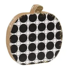 Black and White Polka Dot Wooden Pumpkin for Fall Home Decor