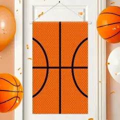 Basketball Party Banner Decorations Orange Basketball Themed Party Door Banner Sign Small Sports Ball Door Hanging Sign Porch Front Door Decor for Boys Men Birthday Party Favors Gifts Door Supplies
