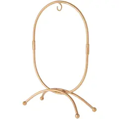 Bard's Oval Shaped Gold-Toned Wrought Iron Ornament Stand, 11" H x 7.25" W x 7.25" D