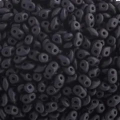 Matubo 2-Hole Czech Glass Opaque Superduo Beads, 100g Jet Matte