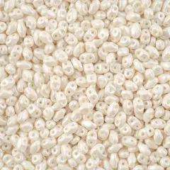 Matubo 2-Hole Czech Glass Pearl Shine Miniduo Beads, 50g White