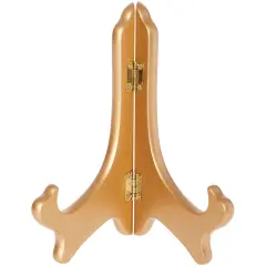 Bard's Hinged Gold-toned MDF Wood Plate Stand, 7" H x 6" W x 4.25" D (For 7" - 9" Plates)