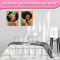 20 Pcs Stretched Pre Drawn Canvas Afro Queen Black Art(Vivid)