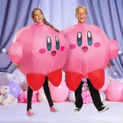 Kids Kirby Inflatable Costume with Built In Fan for Dress Up Fun