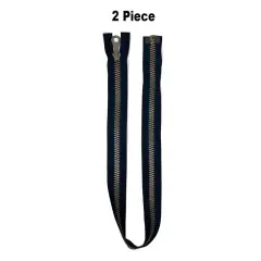 Zipper &ndash; Black 25.5" Plastic Molded 3 Brown Teeth Separating Open Bottom