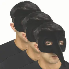 Adults Black Velvet Venetian Raven Half Mask One Size