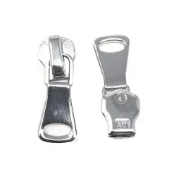Zipper Pull &ndash; Square Glossy Metal 8MM in Silver