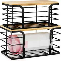Stackable Storage for Kitchen (2 Pack-l&s Black) 10.63"L x 5.51"W