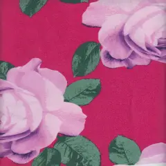 1 Yard Satin Floral Print Fabric 58/59&Prime; Wide 100% Polyester FUCHSIA/LAVENDER