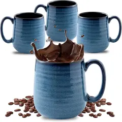 Coffee Mugs Set of 4, 15 Ounce Porcelain Mug Set