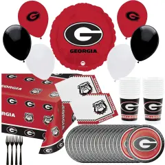 University of Georgia Party Supplies Bundle Tailgate/Graduation Pack for 16 | UGA Plates | UGA Napkins | UGA Cups | UGA Table Cover | UGA Balloons