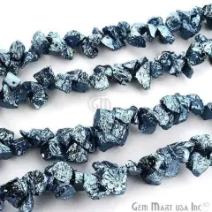 1 Strand Sky Blue Pyrite AAA High Quality Rough Nugget Chips 10Inch length Jewelry Making Supply (RLSB-70011)