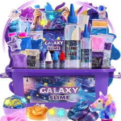 Mini Galaxy Slime Kit with Glow in The Dark Stickers, Making Butter Slime for Kids