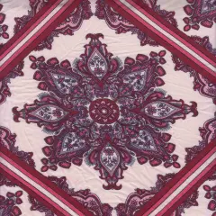 Boho Print Knit Fabric DTY Brushed Soft Stretch Material 58/60" Wide PINK/RUBY